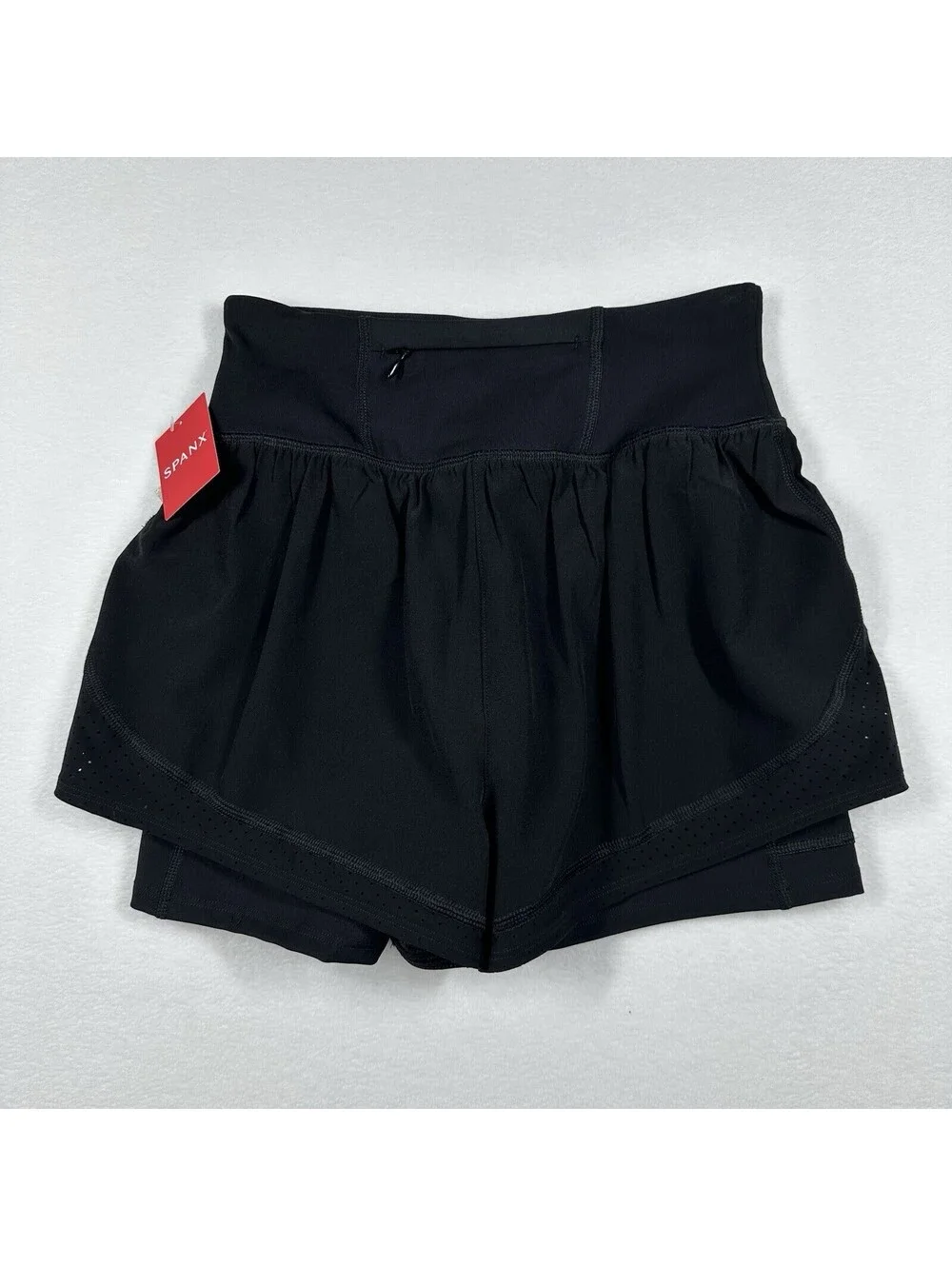 SPANX Get Moving Shorts Womens XS Black 2 in 1  Double Layer Athletic Running